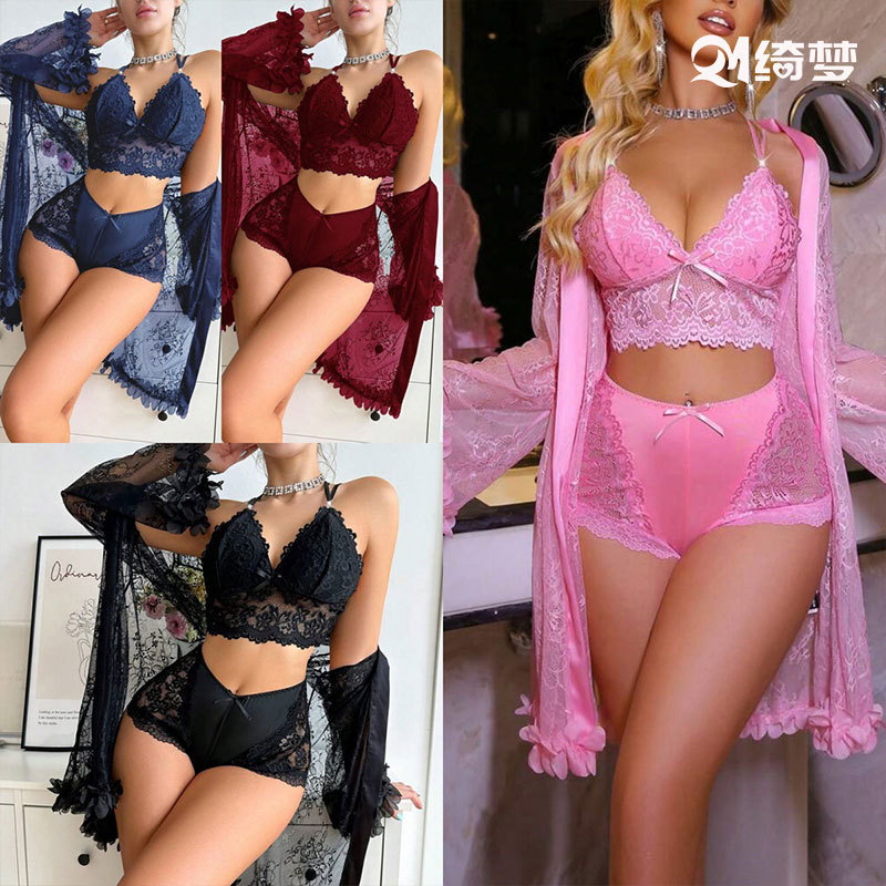 Cross-Border Amazon Summer Lace See-Through Hollow Mesh Pajamas, Feminine Home Wear Style Temptation Sexy Lingerie Cross-Border Amazon Summer Lace See-Through Hollow Mesh Pajamas, Feminine Home Wear Style Temptation Sexy Lingerie