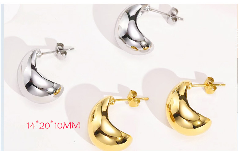 1 Pair Simple Style C Shape Plating Titanium Steel Ear Studs display picture 4