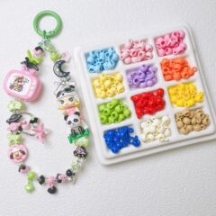 亚克力多巴胺烤漆三通圆珠散珠DIY百搭手机链钥匙扣材料饰品配件