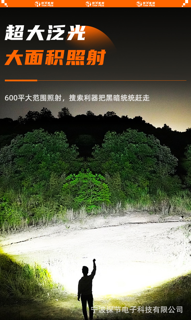 Kuaishou's Popular Aluminum Alloy Outdoor Tactical Flashlight, Strong Light, Ultra-Bright, Long-Lasting, Multi-Functional Emergency Flashlight, Cross-Border