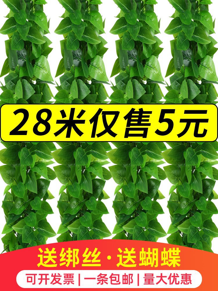 仿真装饰遮挡绿植藤条藤蔓假树叶塑料花下水管道空调管子绿叶花藤