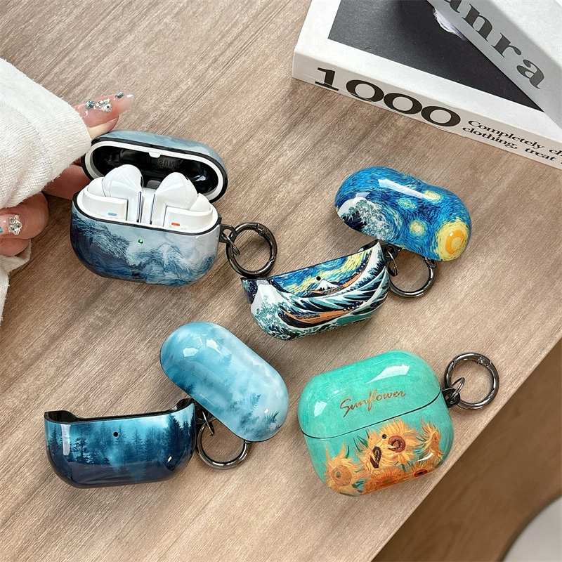 Чехол-накладка для наушников Samsung Galaxy Buds3 с масляной росписью цветок Buds3Pro/FE, беспроводное Bluetooth