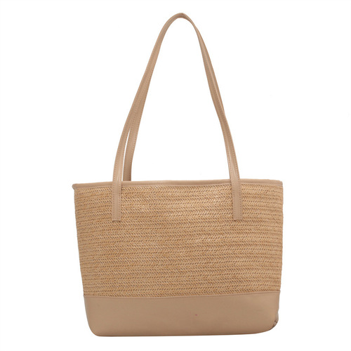 Straw woven bag for women  new personality ins style woven bag simple beach texture single shoulder handbag for women