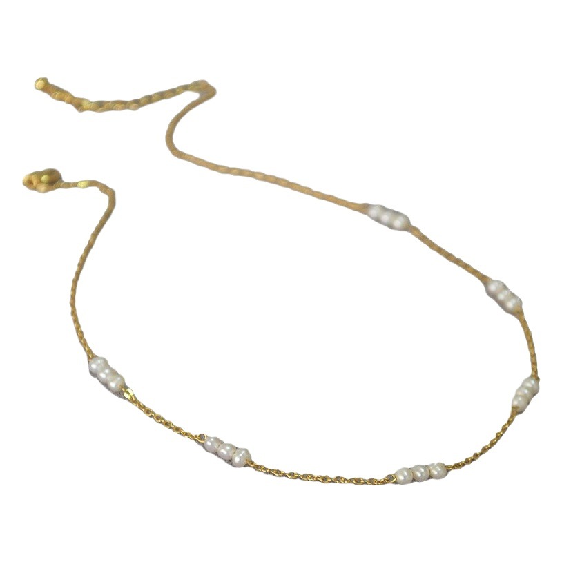 Wenjian estilo Coreano simple elegante de moda dulce En Línea Rojo joyería moda collar perlas las mujeres acero titanio artístico clavícula cadena