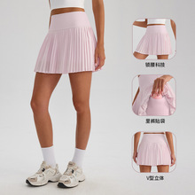 新女式百褶网球裙带口袋短裤运动高尔夫短裙Teenisskir速干弹力