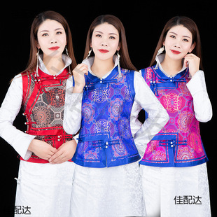 2022 new ladies fashion double lining low collar vest ethnic style waistcoat life one