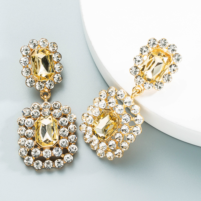 Geometric Pattern Women'S Gender Fashion Style Fashion Geometric Diamond Alloy Artificial Gemstones Earrings