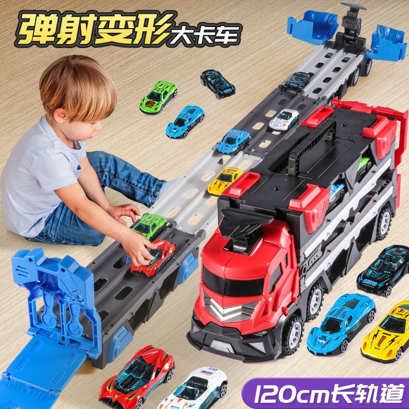 Folding Rail Car Storage Children's Container Engineering Transport Racing Car Boy Toy Tiktok Hot Item