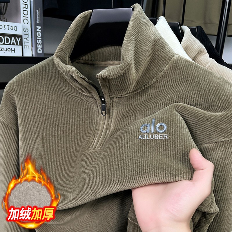 100% Cotton Half-Zip Sweatshirt for Men in Autumn and Winter Fleece-Lined and Thickeneded Bottoming Shirt with Warm Inner Stand-Up Collar Top Jacket 100% Cotton Half-Zip Sweatshirt for Men in Autumn and Winter Fleece-Lined and Thickeneded Bottoming Shirt with Warm Inner Stand-Up Collar Top Jacket