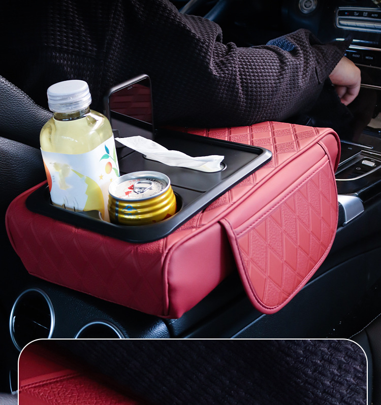 Central Car Armrest Box Tissue Box Five-In-One Heightening Pad Elbow Rest Cup Holder Storage Bag Universal Fit