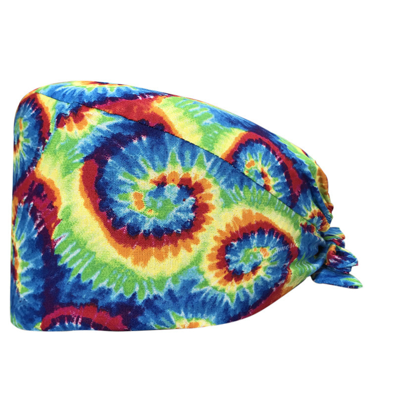 El algodón puro de las mujeres impresas europeas y americanas del sombrero de la enfermera de ICU con la toalla del sudor gorra quirúrgica del comercio exterior tapa de la cabeza del bolso entrega transfronteriza