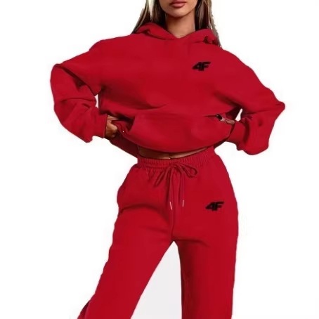 Conjunto de Sudadera con Capucha e Impresión para Mujer de Poliéster Manga Larga para Ocio