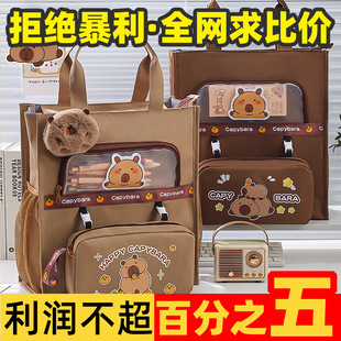 Student Canvas Storage Document Bag Merchant Double-Layer Large-Capacity Canvas Bag Children's Cute Crossbody Bag Printing Wholesale