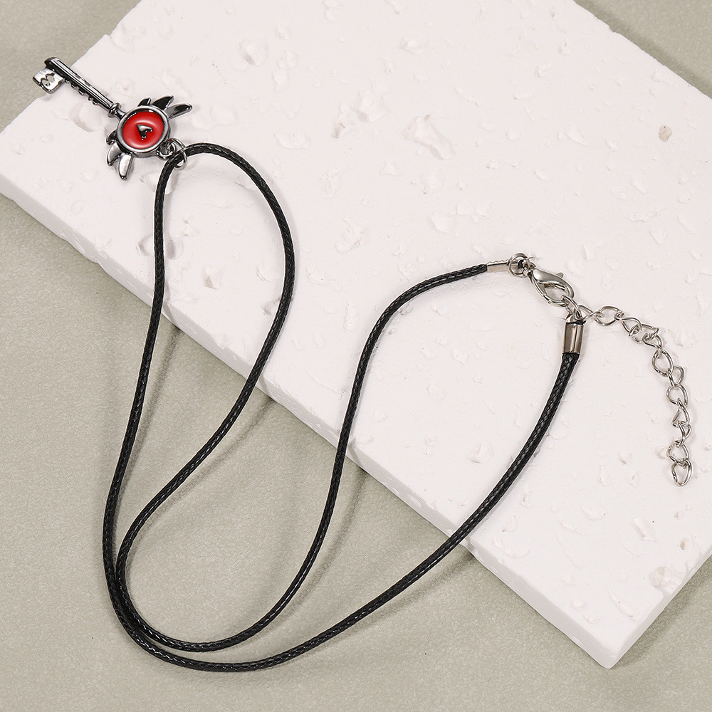 Anime Peripheral Hell Inn Wings Heart Key Necklace Keekee Incarnation Key Cartoon Metal Pendant