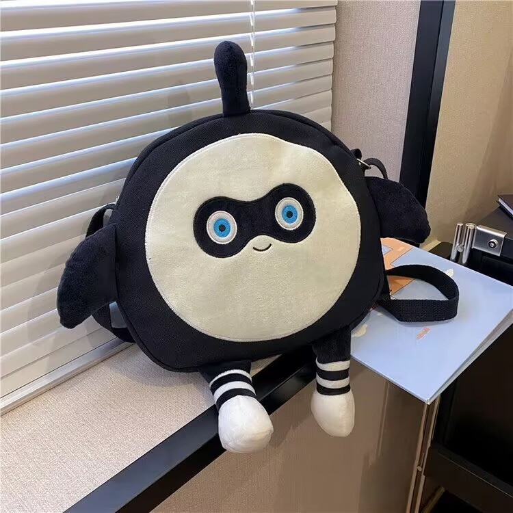 블랙 플러시 백팩 대형