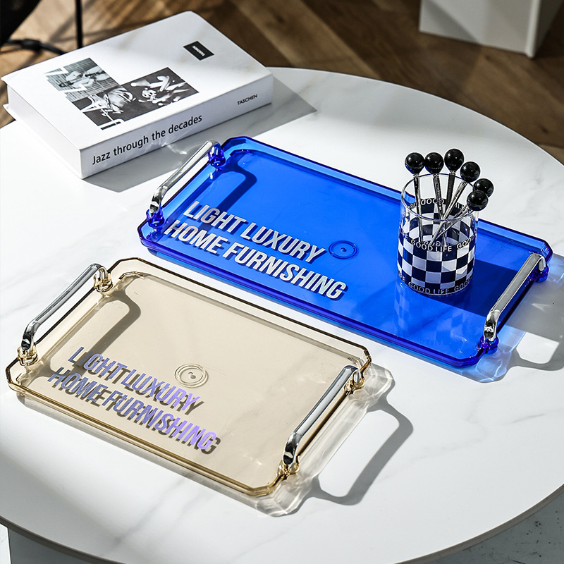 Rectangular tray light luxury Cup plate tray household Cup for tea cup beauty salon commercial living room plate with handle