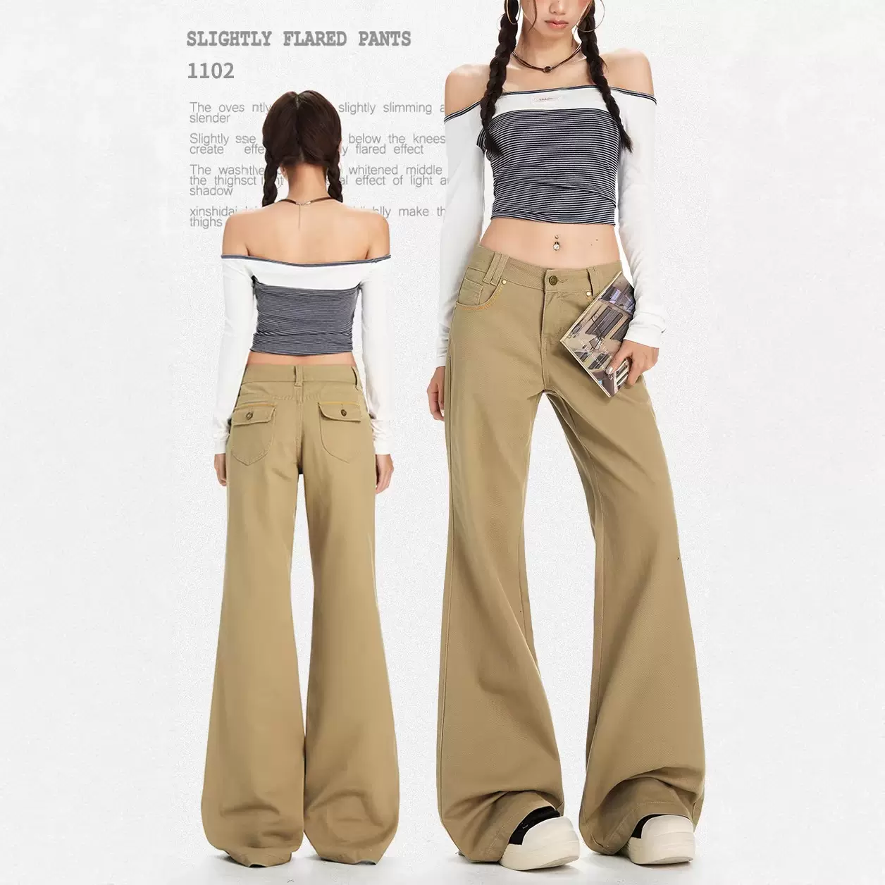 萝卜大叔微喇牛仔裤女2026新款垂感高腰显瘦翻盖口袋设计喇叭裤子