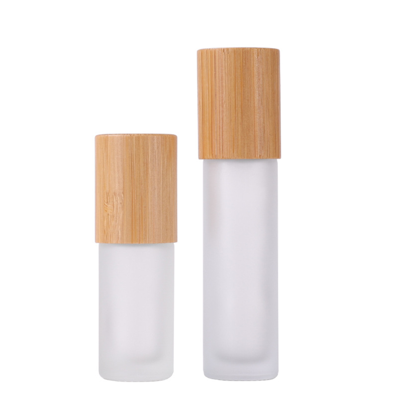Cubierta de bambú botella de bola de rodillo 10ml botella de cuentas botella de perfume de vidrio sub-botella 5ml botella de aceite esencial letras láser en stock