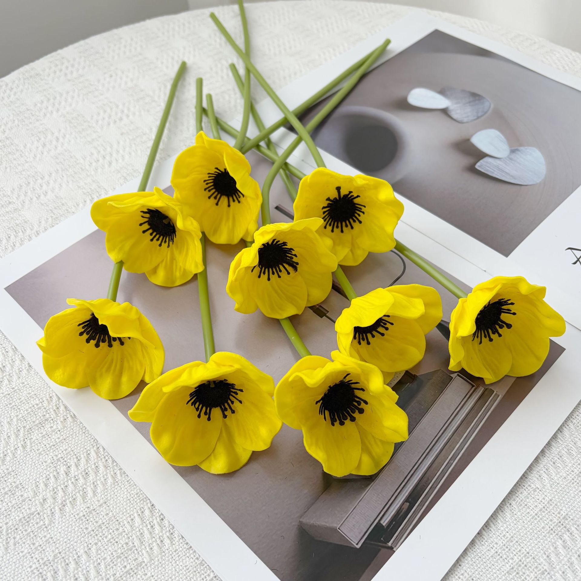 Ins yu meiren flor artificial PU mini flor de amapola flor artificial arreglo floral decoración accesorios sala de estar dormitorio decoración adornos