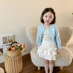 維木童裝女童套裝2024夏季新款兒童韓版上衣開衫半身裙女寶寶衣服