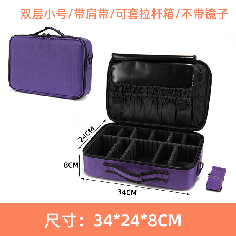 Bolsa de maquillaje portátil de gran capacidad con espejo, bolsa de almacenamiento para herramientas de tatuadores y manicuristas, bolsa con compartimentos desmontables, impermeable