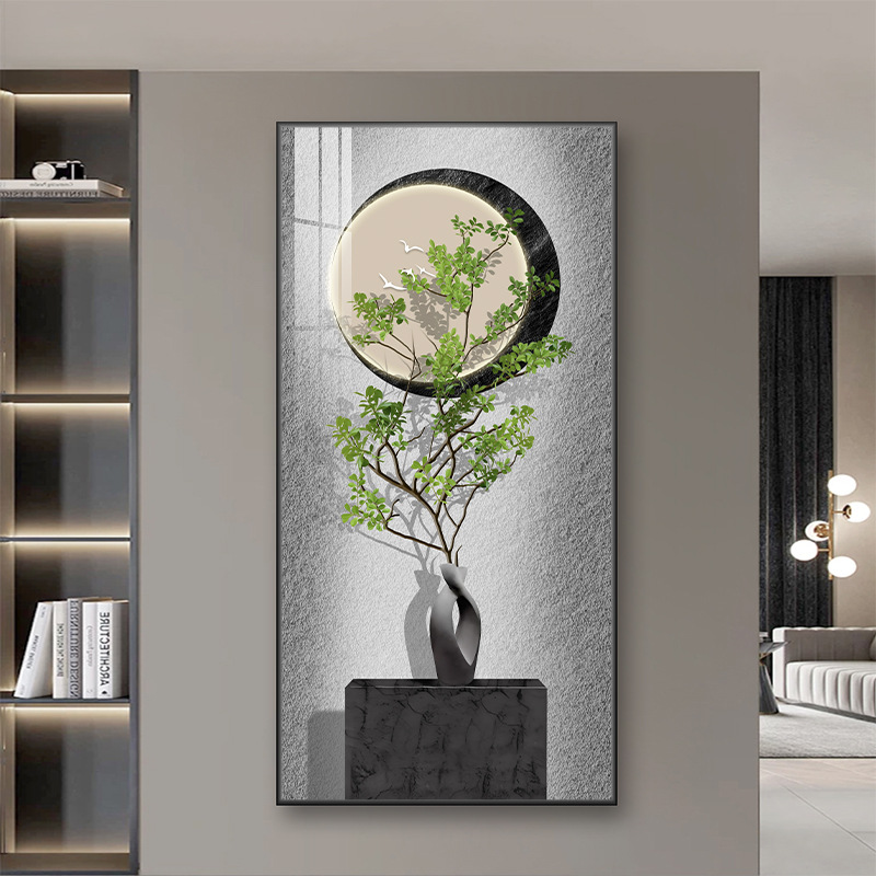 Trăng hoa / 30*70cm hợp kim nhôm tinh thể sơn khung vàng