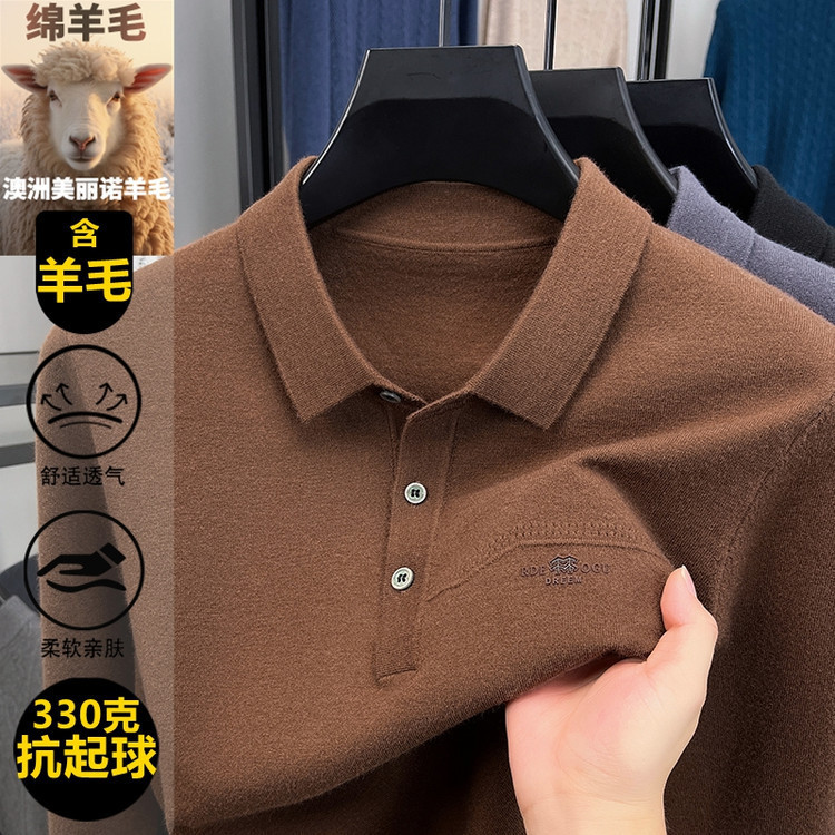 Autumn New 330g Worsted Wool Men's Business Sweater Casual Lapel Knitted Polo Shirt Men's Clothing 2025 Autumn New 330g Worsted Wool Men's Business Sweater Casual Lapel Knitted Polo Shirt Men's Clothing 2025