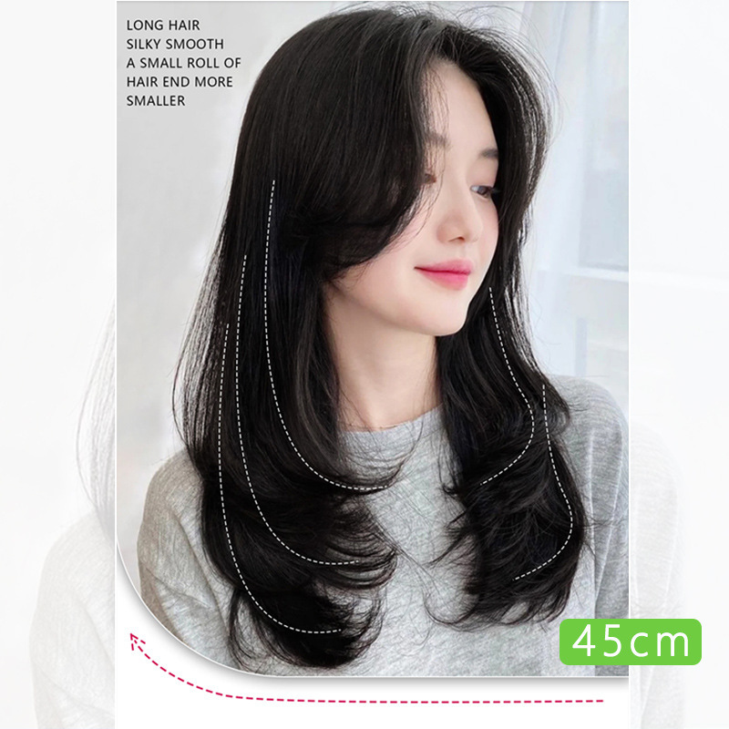 Peruca de cabello femenino micro-roll coreano intrínseco invisible de tres piezas parche de cabello largo recto folga extensión de cabello imitación de cabello humano real