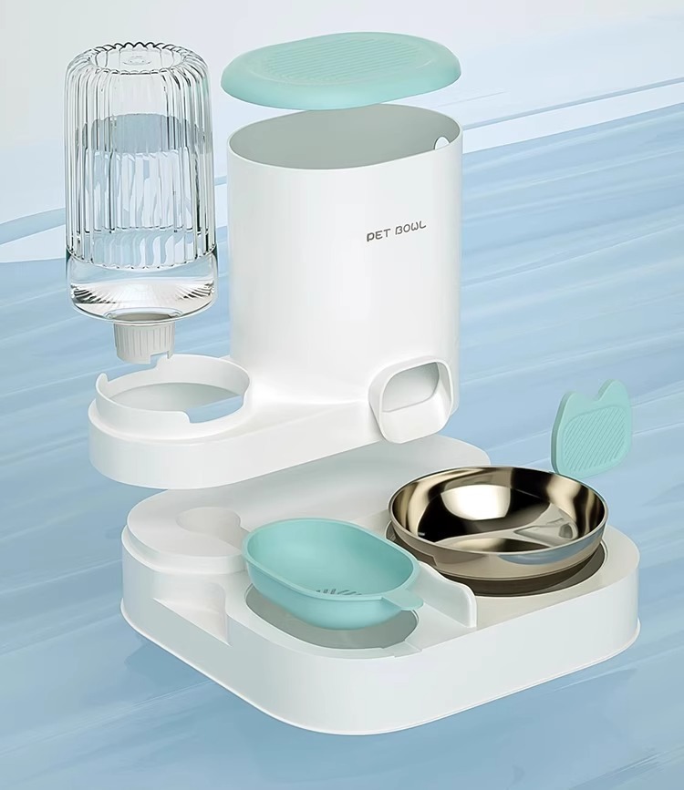 Automatic Cat Feeder With Water Dispenser Double Pet Dish Bowl_voghion.com