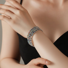 跨境电商 欧美时尚新娘水钻宽手镯 缪斯之眼手链厂家批发