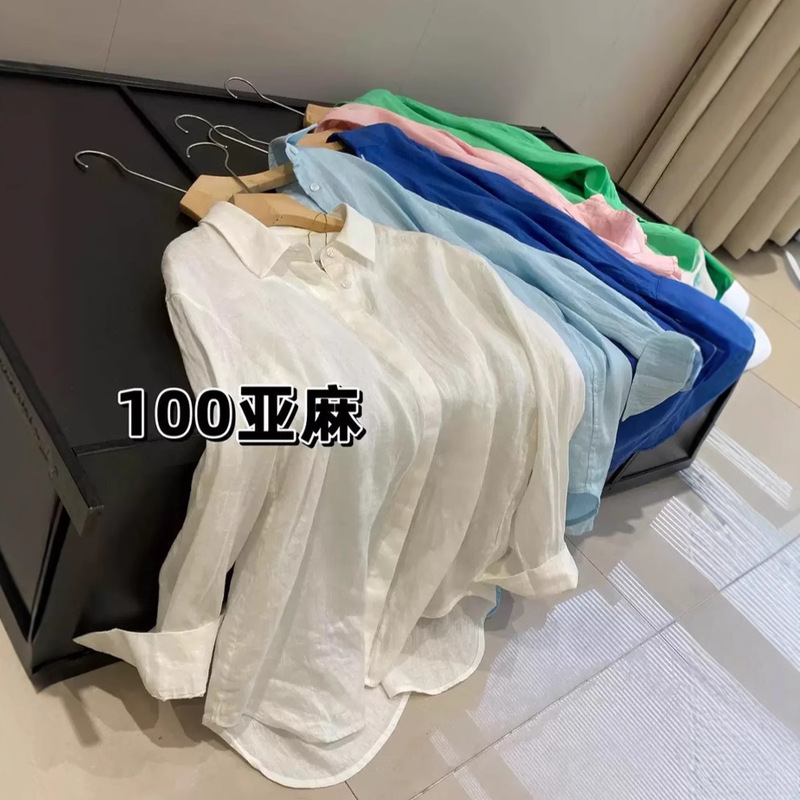 French Style White Linen Shirt Women's Summer Thin Loose Elegant Old Money Style High-end Cotton Linen Shirt Sunscreen Top