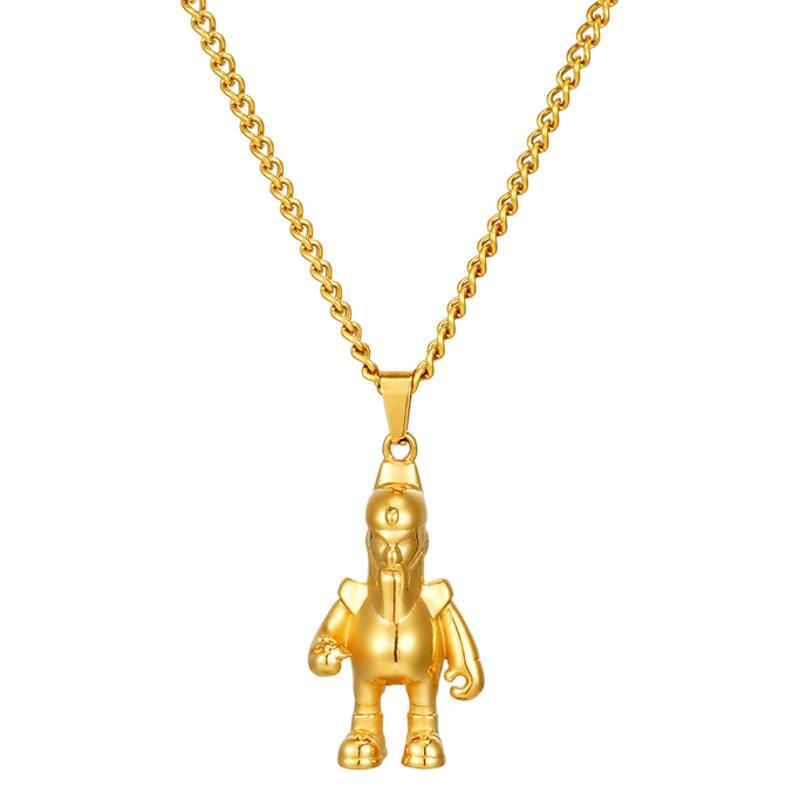 Estilo nacional de moda Wucai Shen Guan Gong colgante collar de acero inoxidable personalidad collar de titanio de oro 18K
