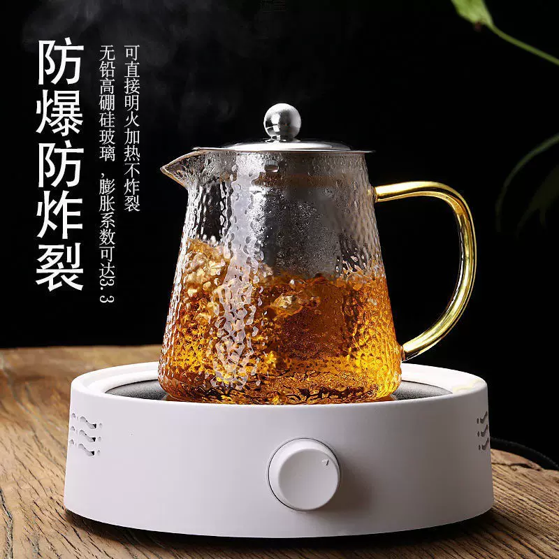 定制加厚玻璃茶壶透明泡茶壶不锈钢过滤煮茶壶家用耐热花茶壶茶具
