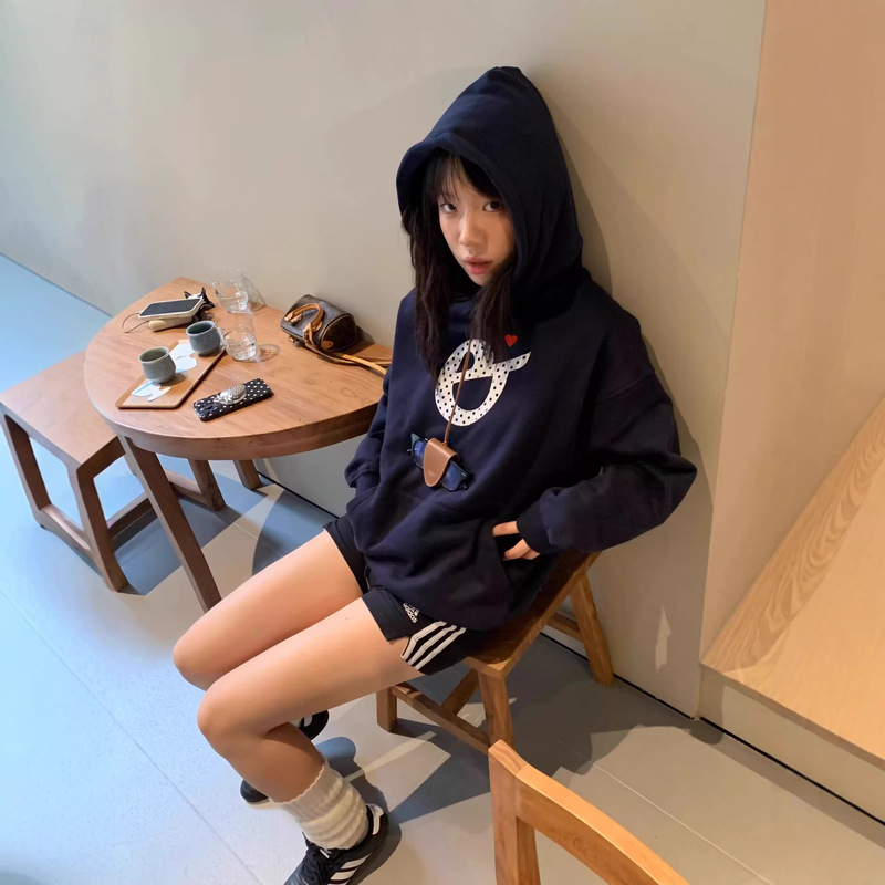 Korean Designer Ae*A Hooded Letter Sweatshirt Korean Style Women's College Style Age-Reducing Long-Sleeved Sweatshirt Jacket for Women