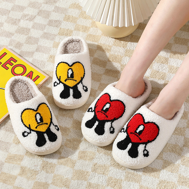Thick bottom non-slip winter home Bad Rabbit love man cotton slippers women's men's lovers cartoon autumn and winter warm