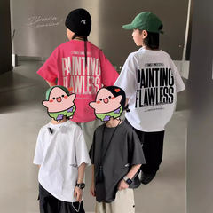 2024 New Arrival Summer Boys' Round-Neck T-Shirts: Loose-Fit Kids' Short-Sleeve Tops in Korean Style – Trendy Men's Tees