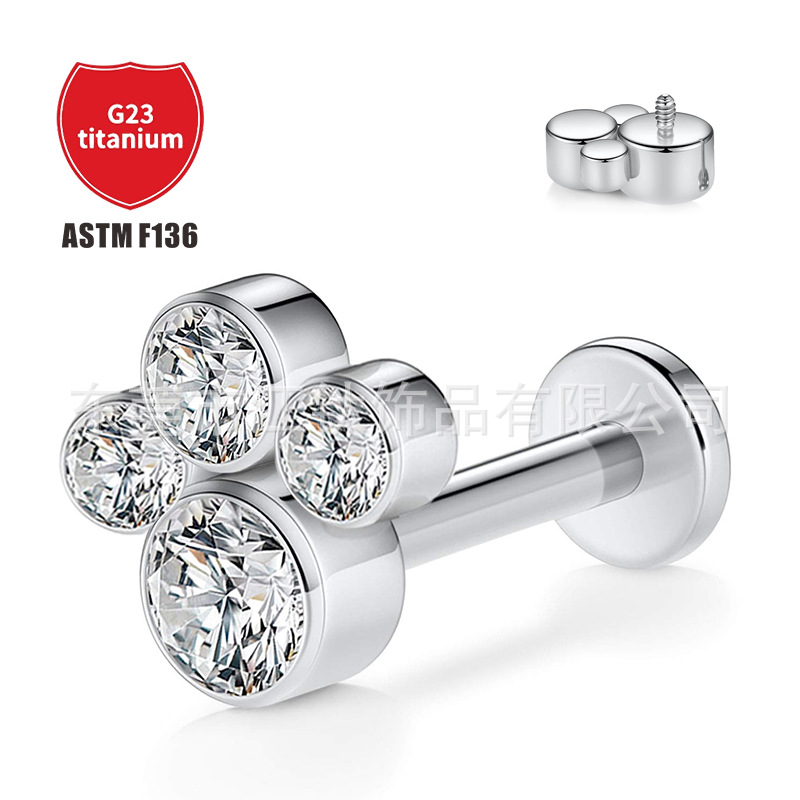 Pointed titanium steel lip stud product view