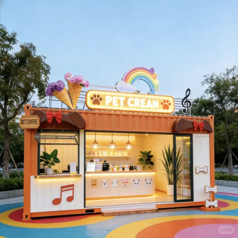 Tienda de contenedores en línea tienda de té de leche personalizada tienda de café quiosco móvil punto escénico mercado nocturno barraca casa móvil