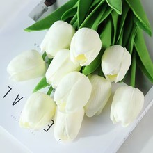 郁金香手感保湿郁金香仿真花家居装饰盆景插花假花摄影道具批发