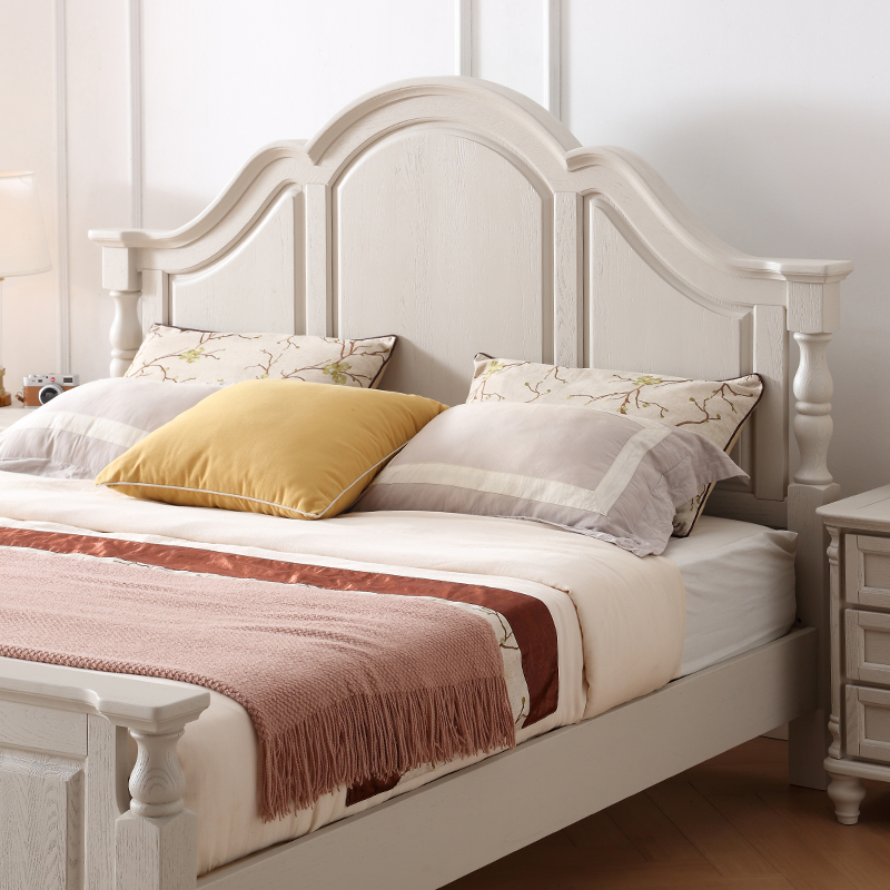 9W纯全实木原木床小美式轻奢欧式意式红橡木卧室1.8米1.5双人床现