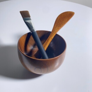 Natural Wooden Mask Tools Bamboo Bowl Film Adjuster Beauty Brush Spa Tools 3-Piece Set for Beauty Salon