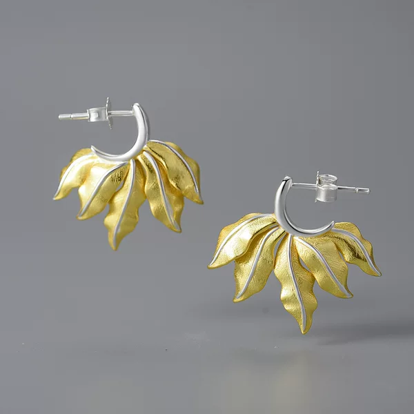Produced by Yuanjiao, Ye Dance Earrings S925 Sterling Silver Tropical Rainforest Atmosphere Leaf Earrings Forest Style Stylish