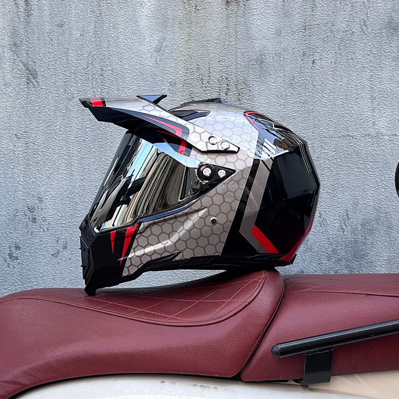 Casco de campo traviesa Casco de carreras de motos Casco de carretera Casco de doble propósito para hombres y mujeres Casco de tracción de cuatro estaciones Casco completo Orz