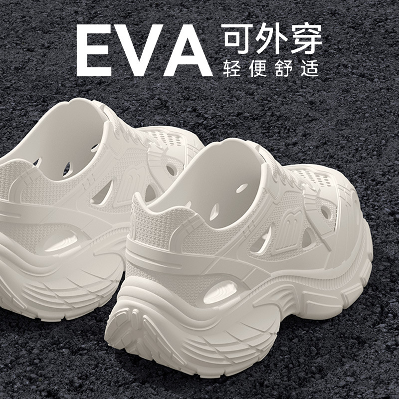 老爹洞洞鞋女款2025新款夏季外穿逛街上班家居厚底包头凉拖鞋女士