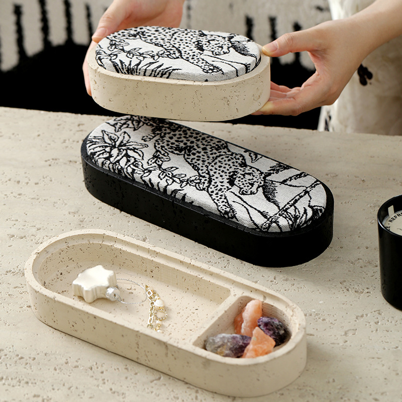 High-End Exquisite Travertine Jewelry Box, Accessible Luxury Small Jewelry Tray, Ring Necklace, Earrings, Watch Storage Box
