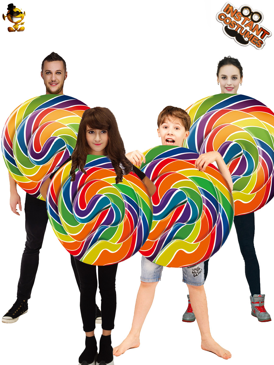 Ola caramelo familia fiesta traje de caramelo padre-niño traje divertido piruleta carnaval Cosplay COS traje