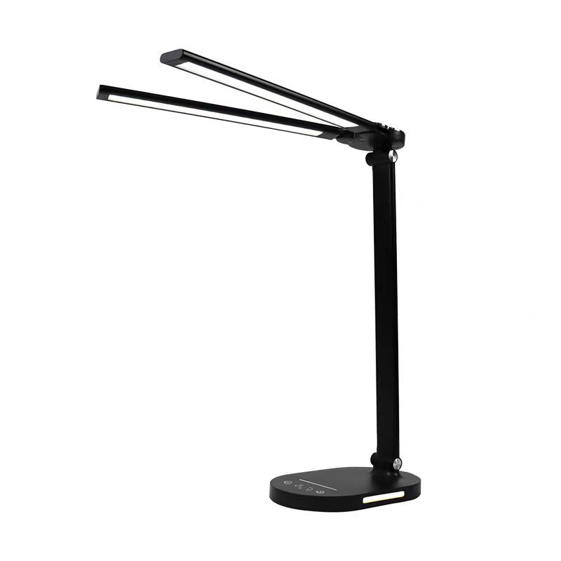 Nuevo teléfono móvil de doble cabeza inalámbrico recargable protección para los ojos lámpara de mesa hogar noche Luz Oficina metal plegable lámpara de piano