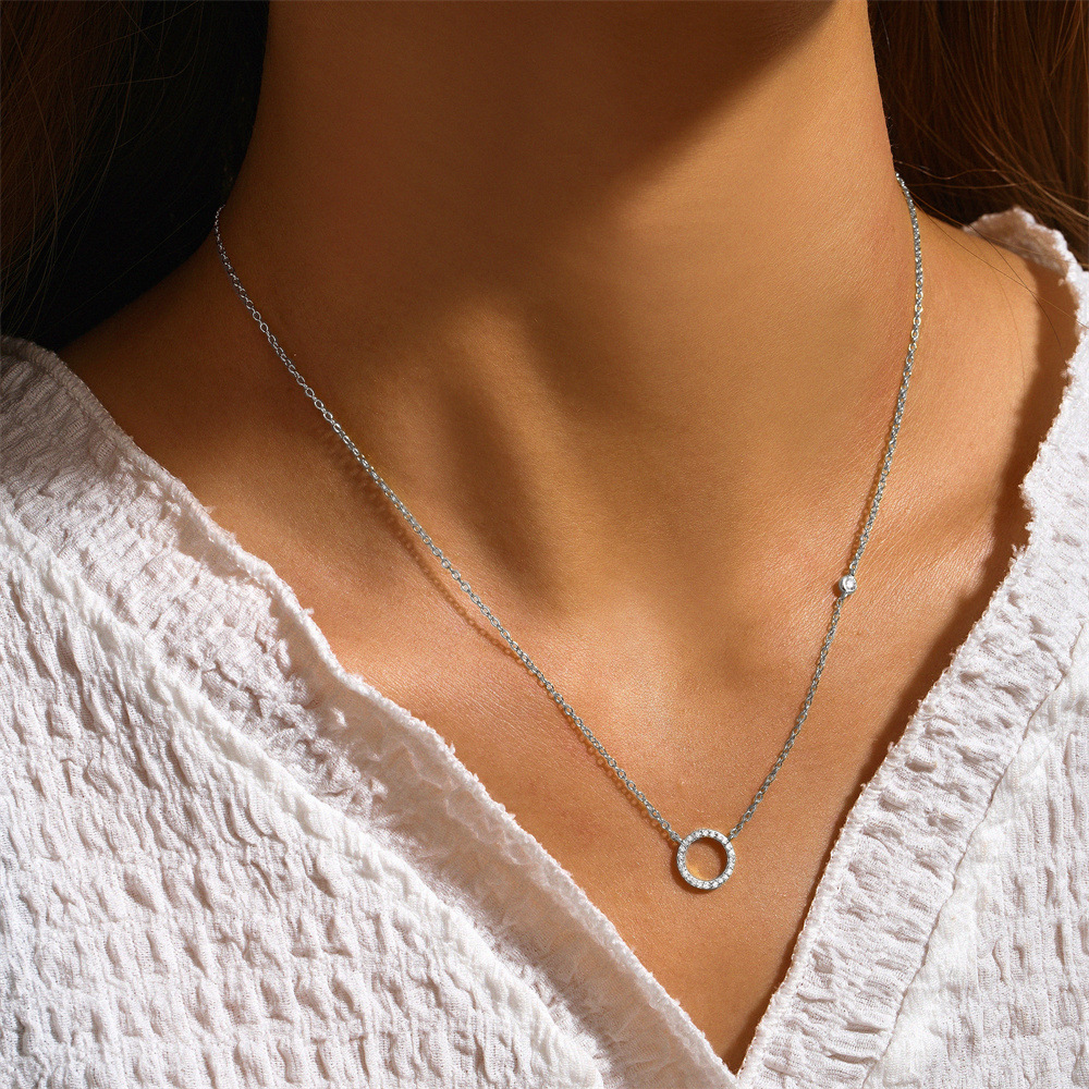 6g Weight Pendant Necklace Classification 1 Piece Quantity Casual, Daily Occasion 925 Sterling Silver Material Circle Pattern Women's Gender Plating Design Simple Style Style 925 Sterling Silver Plating Circle Pendant Necklace 2