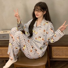 实体批发实体店秋冬季睡衣女拉架棉质翻领开衫甜美少女可外穿家居