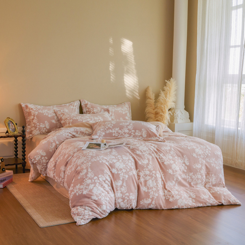 A clase 230g tallado felpa leche felpa cuatro piezas cubre edredón bebé invierno y otoño calentamiento cama cuatro piezas